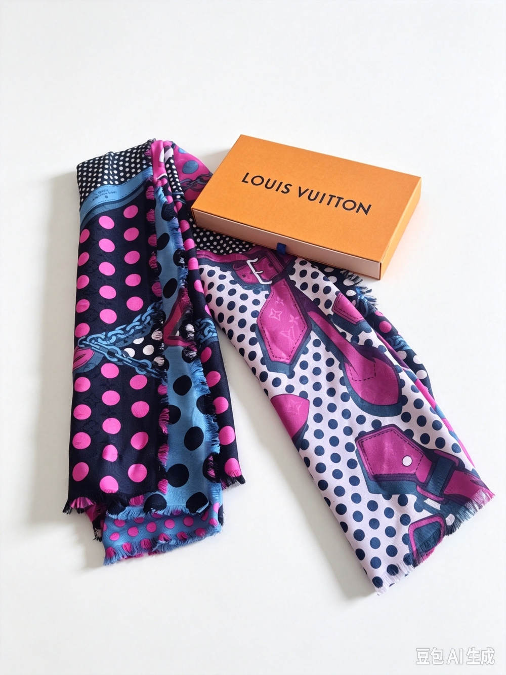 Louis Vuitton Magenta Monodots Monogram Silk & Wool Scar